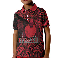 Hawaii King Kamehameha Kid Polo Shirt With Hawaiian Ipu Motifs Red Version