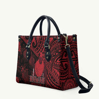 Hawaii King Kamehameha Leather Bag With Hawaiian Ipu Motifs Red Version
