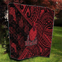 Hawaii King Kamehameha Quilt With Hawaiian Ipu Motifs Red Version