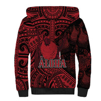 Hawaii King Kamehameha Sherpa Hoodie With Hawaiian Ipu Motifs Red Version
