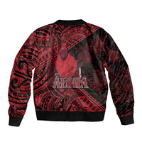 Hawaii King Kamehameha Sleeve Zip Bomber Jacket With Hawaiian Ipu Motifs Red Version