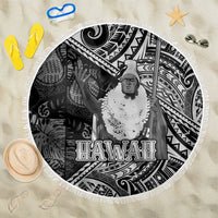 Hawaii King Kamehameha Beach Blanket With Hawaiian Ipu Motifs Black Version