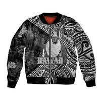 Hawaii King Kamehameha Bomber Jacket With Hawaiian Ipu Motifs Black Version