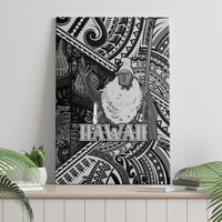 Hawaii King Kamehameha Canvas Wall Art With Hawaiian Ipu Motifs Black Version