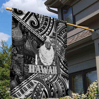 Hawaii King Kamehameha Garden Flag With Hawaiian Ipu Motifs Black Version