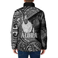 Hawaii King Kamehameha Padded Jacket With Hawaiian Ipu Motifs Black Version