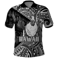 Hawaii King Kamehameha Polo Shirt With Hawaiian Ipu Motifs Black Version