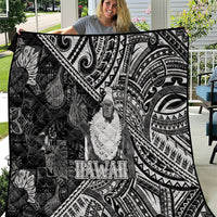 Hawaii King Kamehameha Quilt With Hawaiian Ipu Motifs Black Version