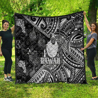 Hawaii King Kamehameha Quilt With Hawaiian Ipu Motifs Black Version
