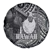 Hawaii King Kamehameha Spare Tire Cover With Hawaiian Ipu Motifs Black Version