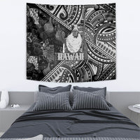 Hawaii King Kamehameha Tapestry With Hawaiian Ipu Motifs Black Version