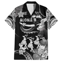 Hawaii Beautiful Hula Dancers Family Matching Off The Shoulder Long Sleeve Dress and Hawaiian Shirt With Ipu Keke And Pahu Drum LT05 Dad's Shirt - Short Sleeve Black - Polynesian Pride