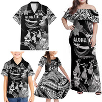 Hawaii Beautiful Hula Dancers Family Matching Off Shoulder Maxi Dress and Hawaiian Shirt With Ipu Keke And Pahu Drum LT05 - Polynesian Pride
