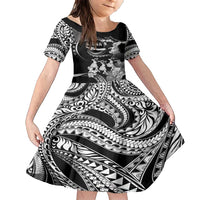 Hawaii Beautiful Hula Dancers Family Matching Short Sleeve Bodycon Dress and Hawaiian Shirt With Ipu Keke And Pahu Drum LT05 Daughter's Dress Black - Polynesian Pride