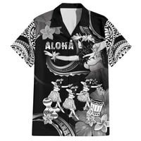 Hawaii Beautiful Hula Dancers Family Matching Short Sleeve Bodycon Dress and Hawaiian Shirt With Ipu Keke And Pahu Drum LT05 Dad's Shirt - Short Sleeve Black - Polynesian Pride