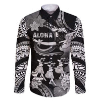 Hawaii Beautiful Hula Dancers Family Matching Summer Maxi Dress and Hawaiian Shirt With Ipu Keke And Pahu Drum LT05 Dad's Shirt - Long Sleeve Black - Polynesian Pride