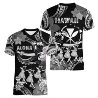 Hawaii Beautiful Hula Dancers Women V-Neck T-Shirt With Ipu Keke And Pahu Drum