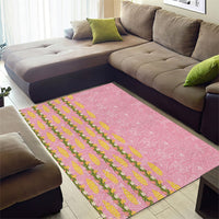 Hawaii Shell Tiare Anthurium Heliconia Lei Area Rug With Tapa Pattern Baby Pink