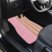 Hawaii Shell Tiare Anthurium Heliconia Lei Car Mats With Tapa Pattern Baby Pink