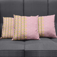 Hawaii Shell Tiare Anthurium Heliconia Lei Pillow Cover With Tapa Pattern Baby Pink