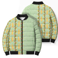 Hawaii Shell Tiare Anthurium Heliconia Lei Bomber Puffer Jacket With Tapa Pattern Baby Green