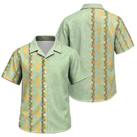 Hawaii Shell Tiare Anthurium Heliconia Lei Family Matching Puletasi and Hawaiian Shirt With Tapa Pattern Baby Green LT05 Son's Shirt Green - Polynesian Pride