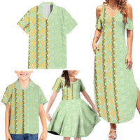Hawaii Shell Tiare Anthurium Heliconia Lei Family Matching Summer Maxi Dress and Hawaiian Shirt With Tapa Pattern Baby Green LT05 - Polynesian Pride