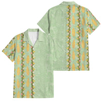 Hawaii Shell Tiare Anthurium Heliconia Lei Family Matching Summer Maxi Dress and Hawaiian Shirt With Tapa Pattern Baby Green LT05 Dad's Shirt - Short Sleeve Green - Polynesian Pride