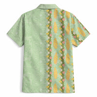 Hawaii Shell Tiare Anthurium Heliconia Lei Hawaiian Shirt With Tapa Pattern Baby Green LT05 - Polynesian Pride