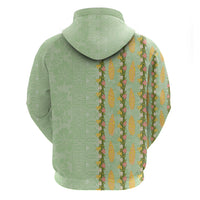 Hawaii Shell Tiare Anthurium Heliconia Lei Zip Hoodie With Tapa Pattern Baby Green