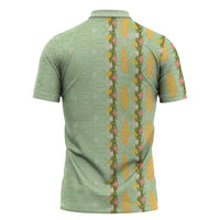 Hawaii Shell Tiare Anthurium Heliconia Lei Zipper Polo Shirt With Tapa Pattern Baby Green