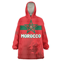 Custom Morocco Football 2026 Wearable Blanket Hoodie Atlas Lions Breathtaking Victory Red Version