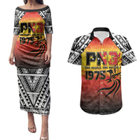 Papua New Guinea Independence Day Couples Matching Puletasi and Hawaiian Shirt One People One Nation One PNG LT05 Yellow - Polynesian Pride