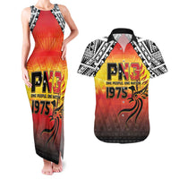 Papua New Guinea 50th Independence Day Couples Matching Tank Maxi Dress and Hawaiian Shirt One People One Nation One PNG LT05 Yellow - Polynesian Pride