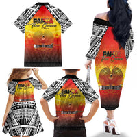 Papua New Guinea 50th Independence Day Family Matching Off The Shoulder Long Sleeve Dress and Hawaiian Shirt One People One Nation One PNG LT05 - Polynesian Pride