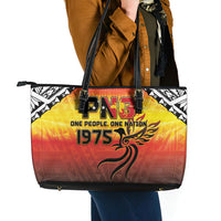 Papua New Guinea Independence Day Leather Tote Bag One People One Nation One PNG LT05 - Polynesian Pride