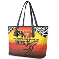 Papua New Guinea Independence Day Leather Tote Bag One People One Nation One PNG LT05 - Polynesian Pride