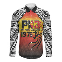 Papua New Guinea Independence Day Long Sleeve Button Shirt One People One Nation One PNG LT05 Unisex Yellow - Polynesian Pride