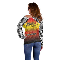 Papua New Guinea Independence Day Off Shoulder Sweater One People One Nation One PNG LT05 - Polynesian Pride