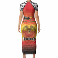 Papua New Guinea Independence Day Short Sleeve Bodycon Dress One People One Nation One PNG LT05 - Polynesian Pride