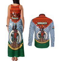 Vanuatu Penama Province Couples Matching Tank Maxi Dress and Long Sleeve Button Shirts Vanuatuan Coat Of Arms Polynesian Pattern LT05 - Polynesian Pride
