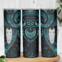 New Zealand Aotearoa Skinny Tumbler Maori Tane Te Waiora Paua Shell Glitter Turquoise LT05 - Polynesian Pride