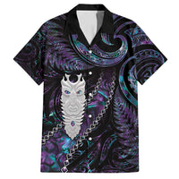 New Zealand Aotearoa Family Matching Summer Maxi Dress and Hawaiian Shirt Maori Tane Te Waiora Paua Shell Glitter Purple LT05 Dad's Shirt - Short Sleeve Purple - Polynesian Pride