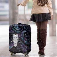 New Zealand Aotearoa Luggage Cover Maori Tane Te Waiora Paua Shell Glitter Purple