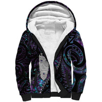 New Zealand Aotearoa Sherpa Hoodie Maori Tane Te Waiora Paua Shell Glitter Purple LT05 Unisex Purple - Polynesian Pride