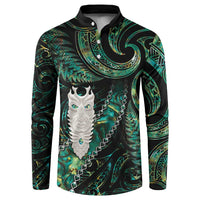 New Zealand Aotearoa Button Sweatshirt Maori Tane Te Waiora Paua Shell Glitter Green