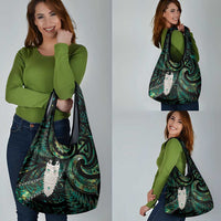 New Zealand Aotearoa Grocery Bag Maori Tane Te Waiora Paua Shell Glitter Green