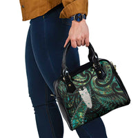 New Zealand Aotearoa Shoulder Handbag Maori Tane Te Waiora Paua Shell Glitter Green