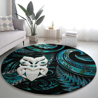 New Zealand Aotearoa Round Carpet Maori Wheku Paua Shell Glitter Turquoise LT05 - Polynesian Pride