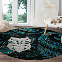 New Zealand Aotearoa Round Carpet Maori Wheku Paua Shell Glitter Turquoise LT05 - Polynesian Pride